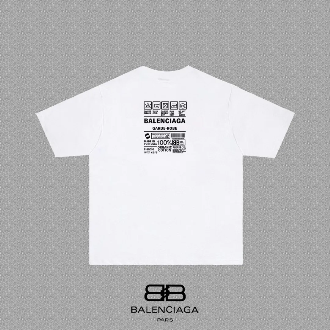 P80✨🔥 BALENCIAGA Paris lettering printed short-sleeved T-shirt, custom-woven and dyed 280g combed cotton heavyweight fabric, zero color difference in thread, perfect details, different from the current version on the market, welcome to compare, Same Style for men and women, must-sell in the picture above Color: White Black Size: 1 2 3 4